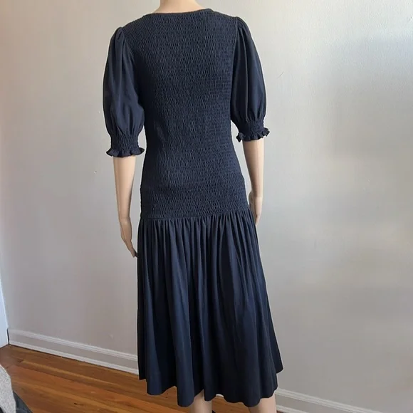 ME+EM Navy Midi Dress with Puff Sleeves - Picture 6 of 15